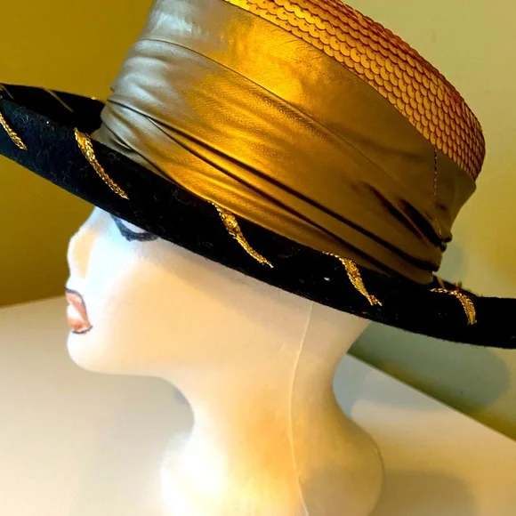 Yehasso | Accessories | Fancy Black Wool Wgold Sequins Hat 